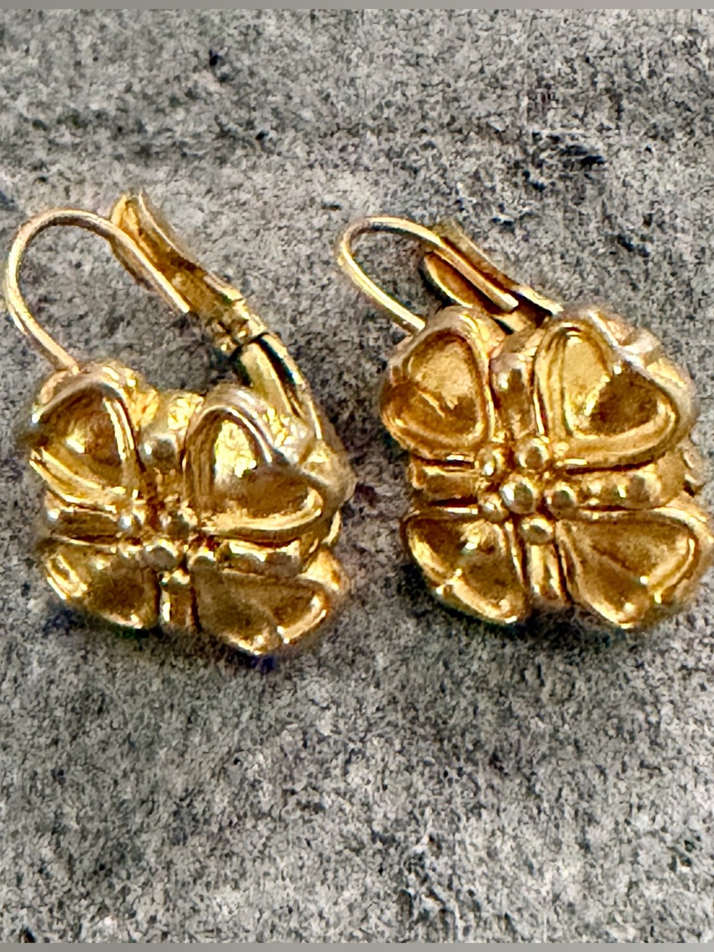 Vintage 1970’s Monet Lever-Back 4 Leaf Clover Earrings